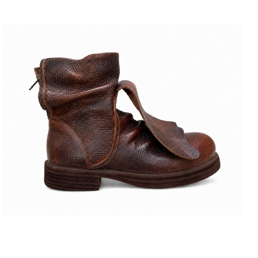 PEASANT SHORT BOOT - BROWN PULL-UP LEATHER