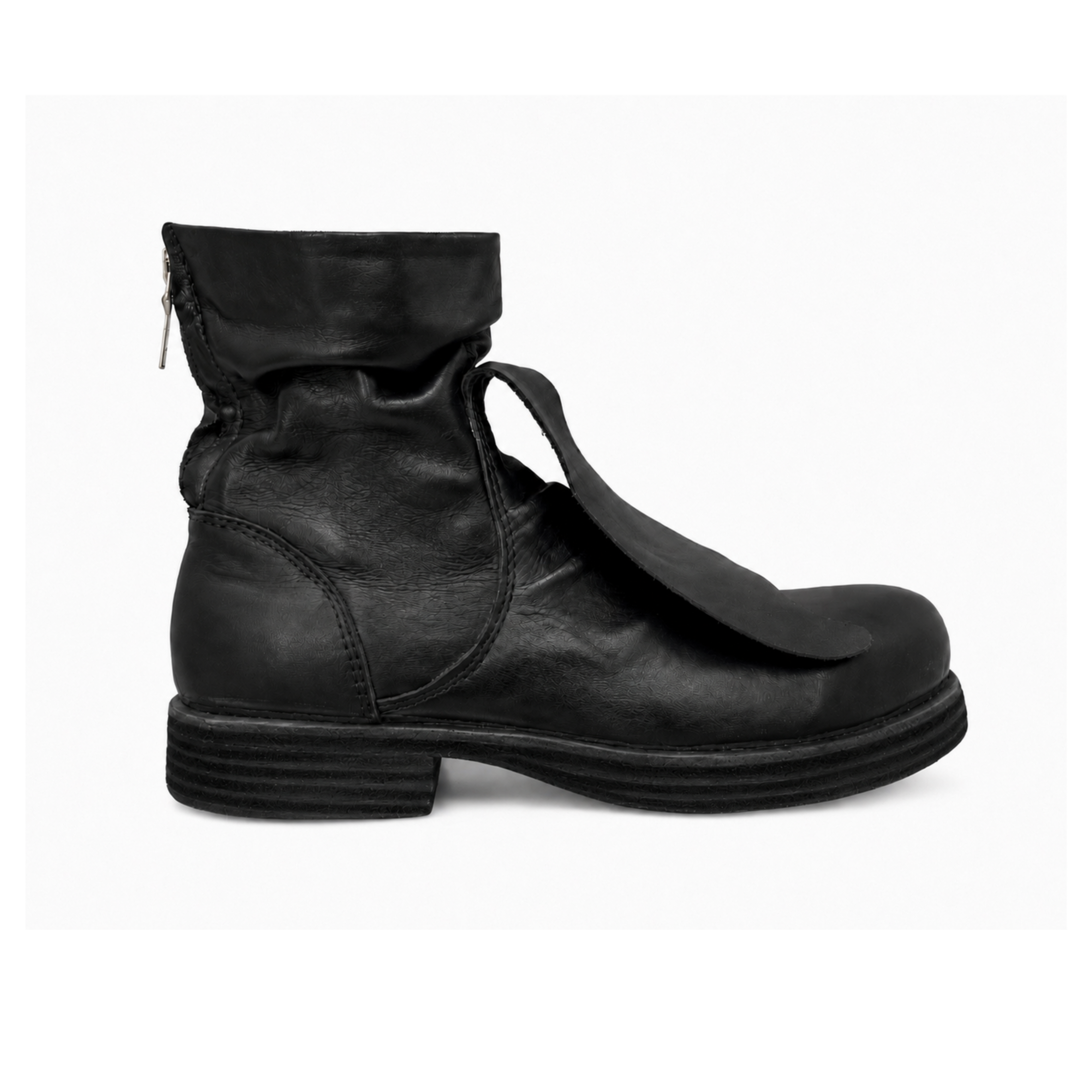 PEASANT SHORT BOOT - BLACK LEATHER
