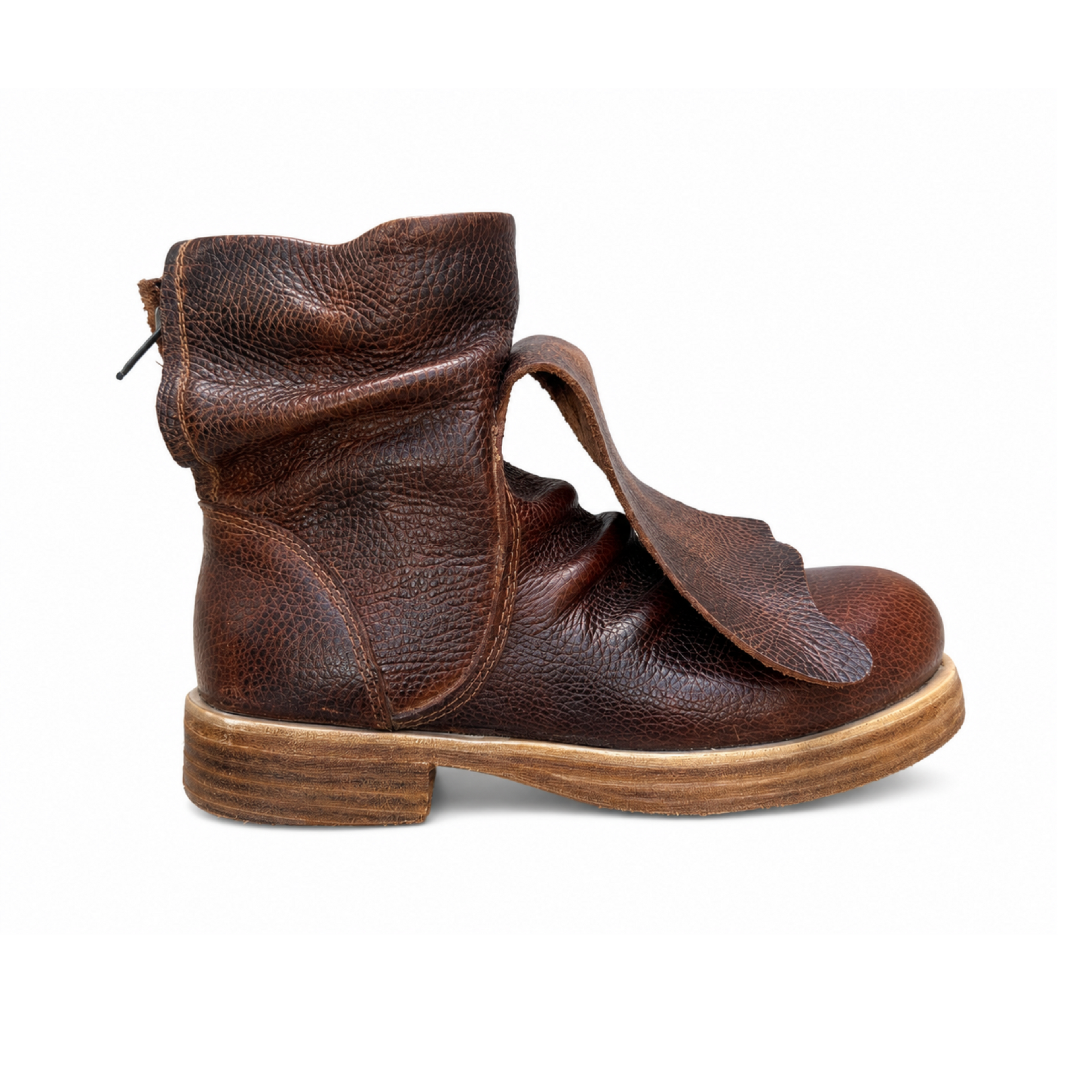 PEASANT SHORT BOOT - BROWN PULL-UP LEATHER