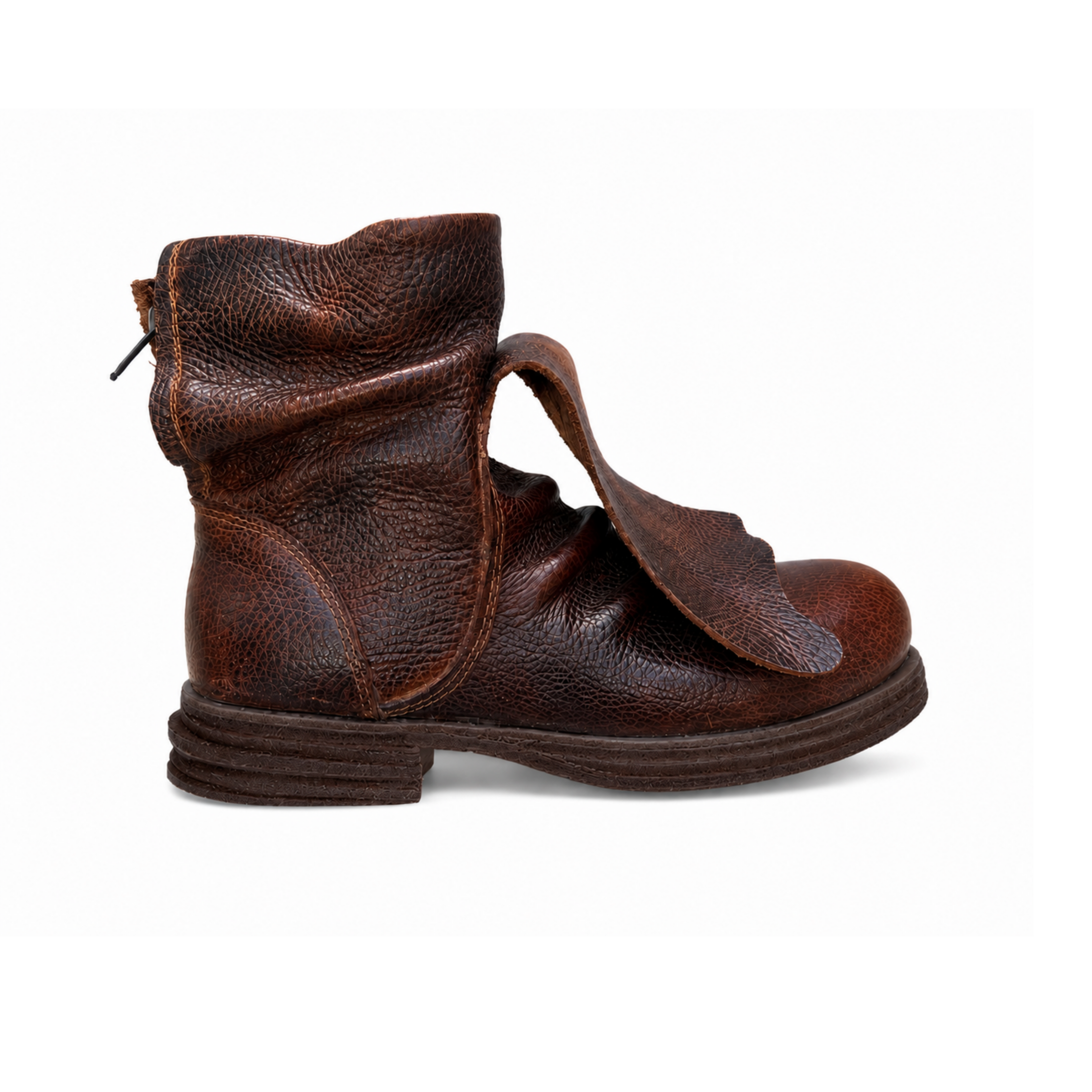 PEASANT SHORT BOOT - BROWN PULL-UP LEATHER